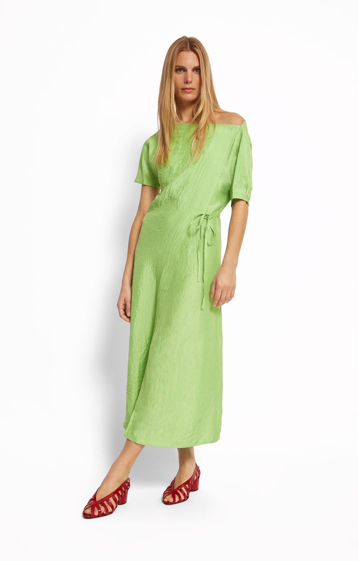 Green Satin PARKER Dress Designer Ready-to-Wear | Roseanna ROSEANNA Green Satin PARKER Dress Designer Ready-to-Wear | Roseanna ROSEANNA