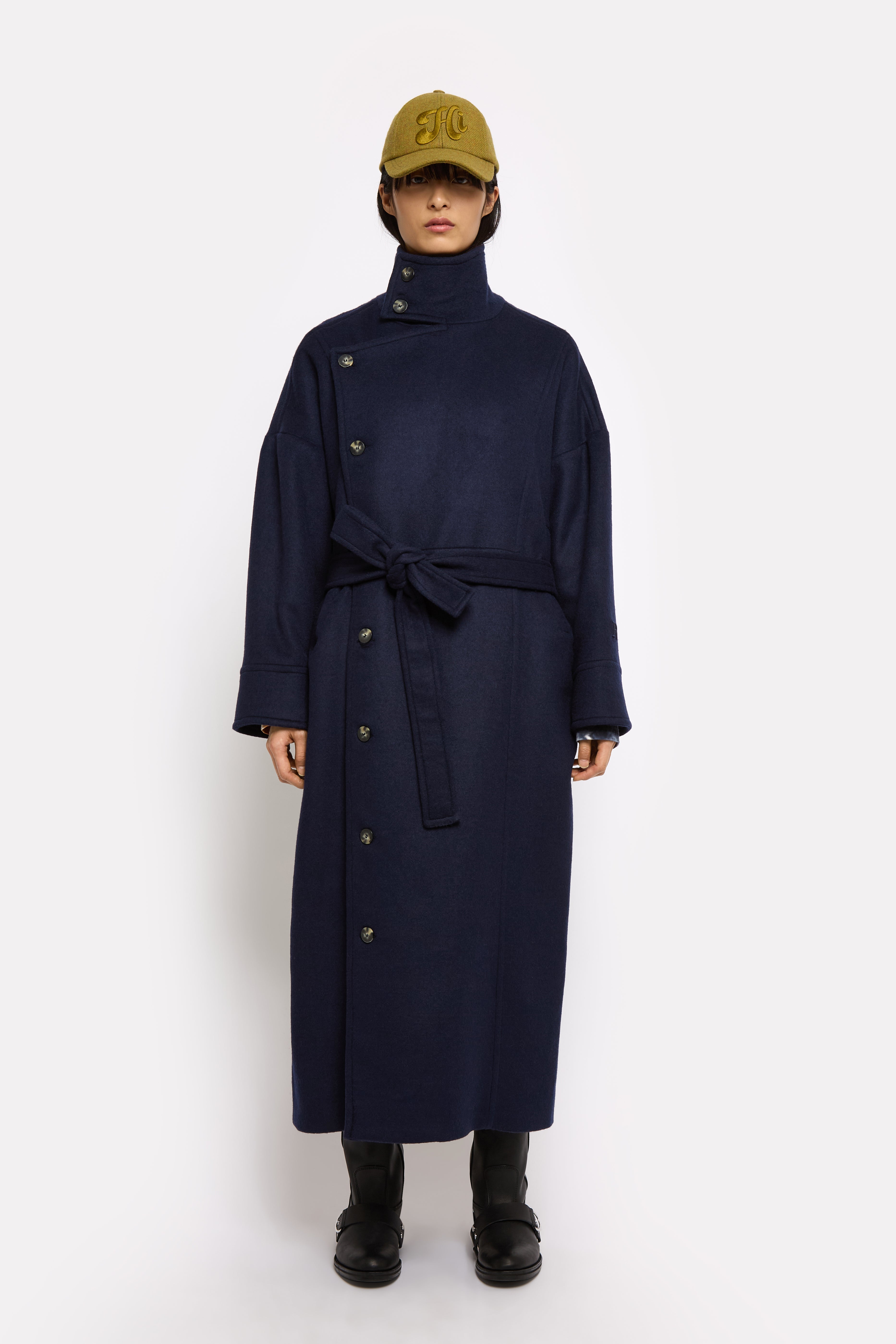 rosa luxe coats - plain navy