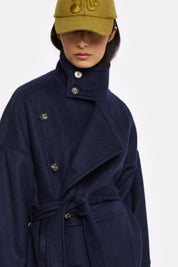 rosa luxe coats - plain navy