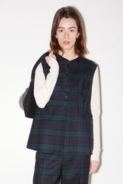 TOP SANS MANCHES STELLA EN LAINE TARTAN