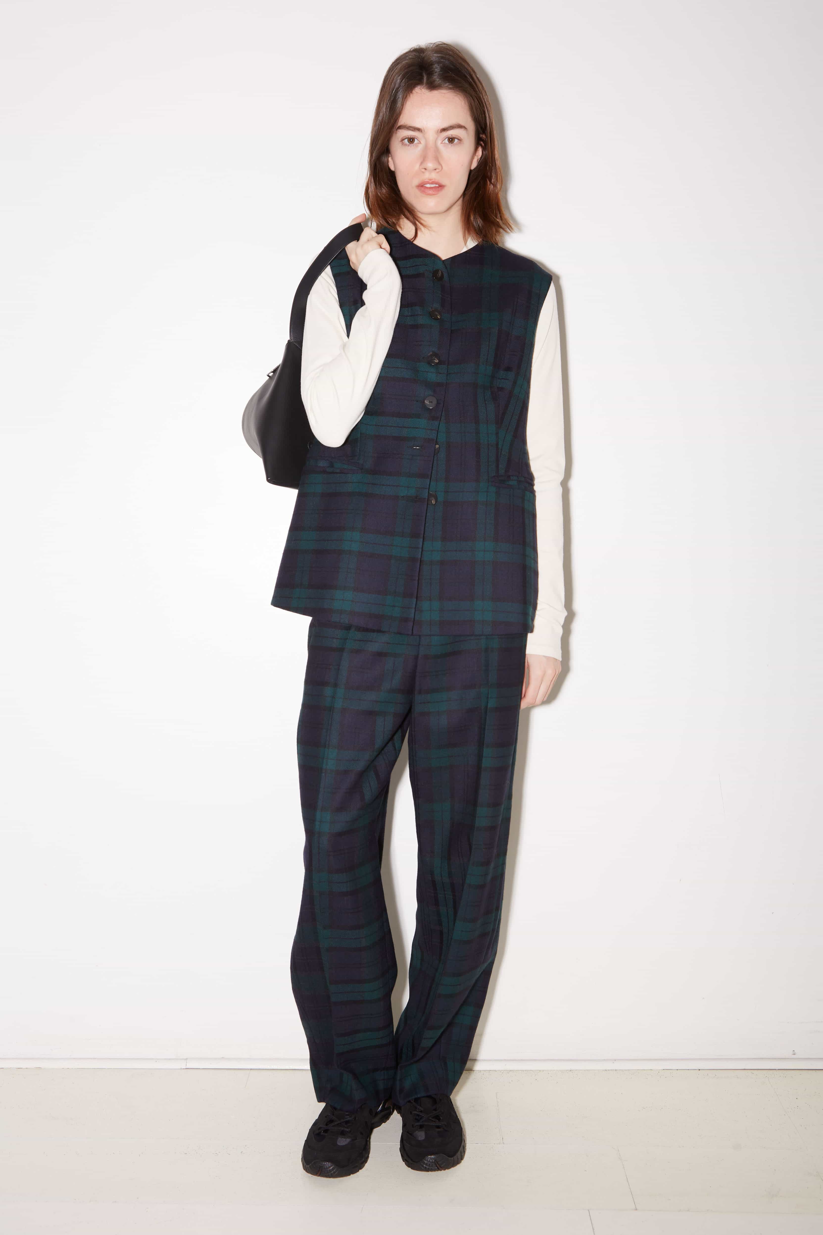 TOP SANS MANCHES STELLA EN LAINE TARTAN