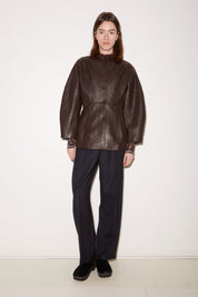 VESTE AJUSTÉE  CHARLIE EN CUIR COOKIE