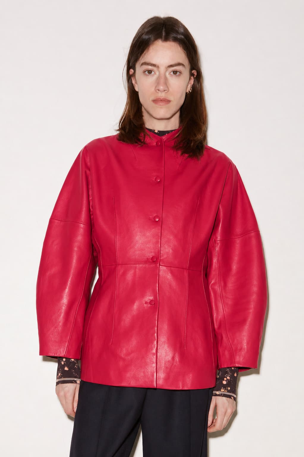 VESTE AJUSTÉE CHARLIE EN CUIR LIPSTICK
