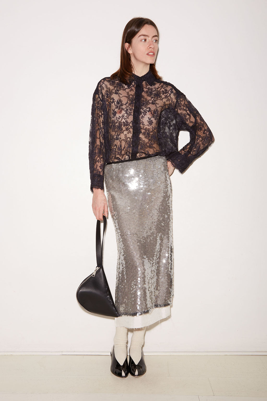 PINK SILVER SEQUIN SKIRT