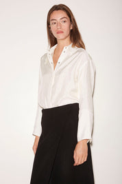 CHEMISE ALLY EN SATIN D'ACÉTATE IVOIRE