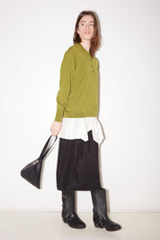 JUPE MIDI ROSIE EN SATIN D'ACÉTATE CHARBON
