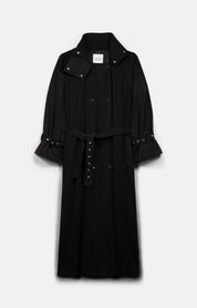 YOKO CHARCOAL STONE-WASHED COTTON TRENCH COAT