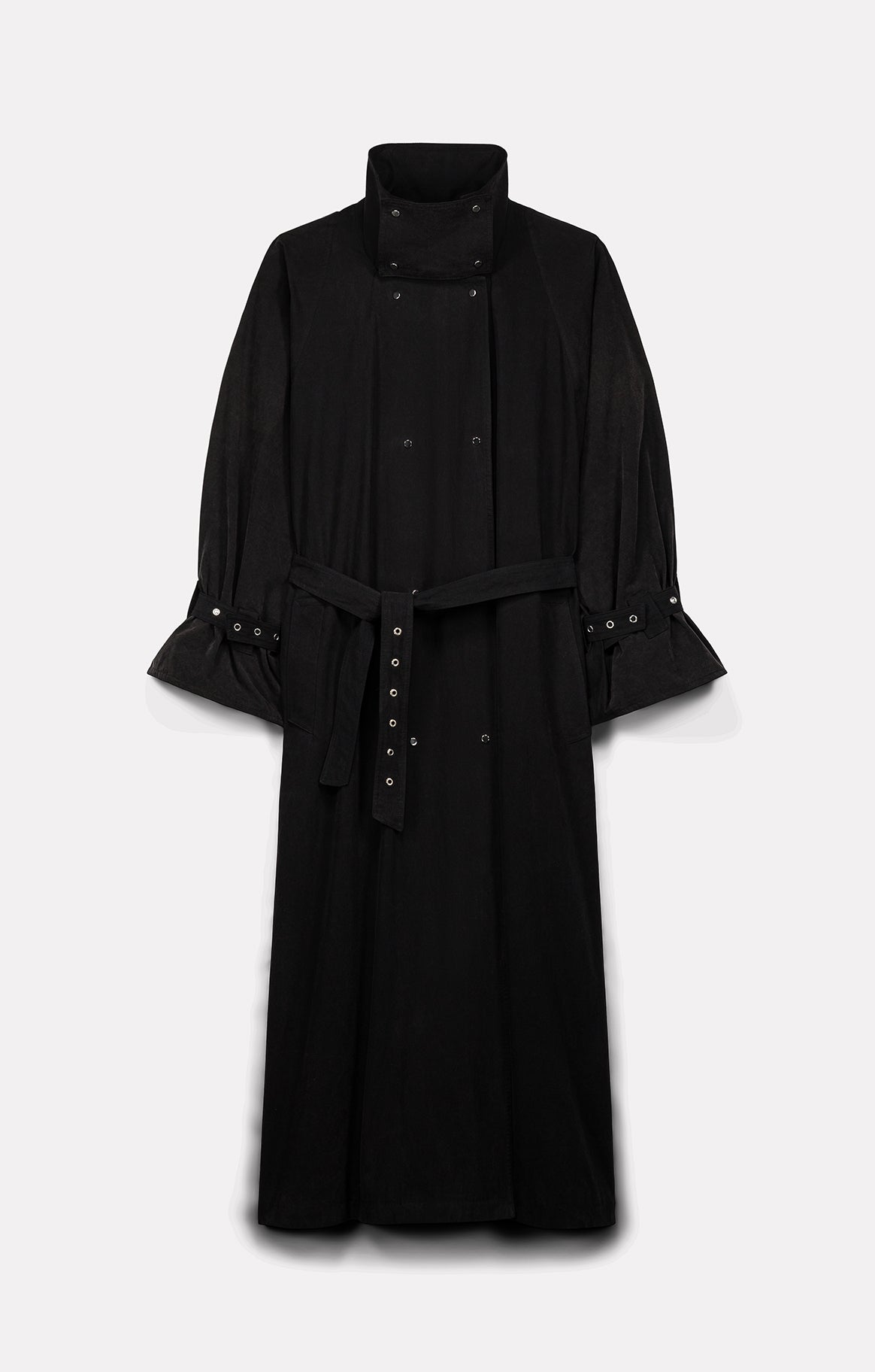 YOKO CHARCOAL STONE-WASHED COTTON TRENCH COAT