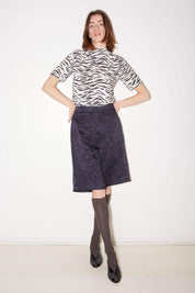BERMUDA LEE EN SATIN FROISSÉ NAVY