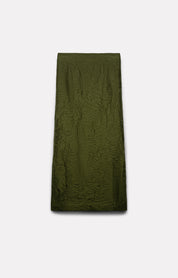 JUPE MIDI MARTHA EN SATIN FROISSÉ ARMY