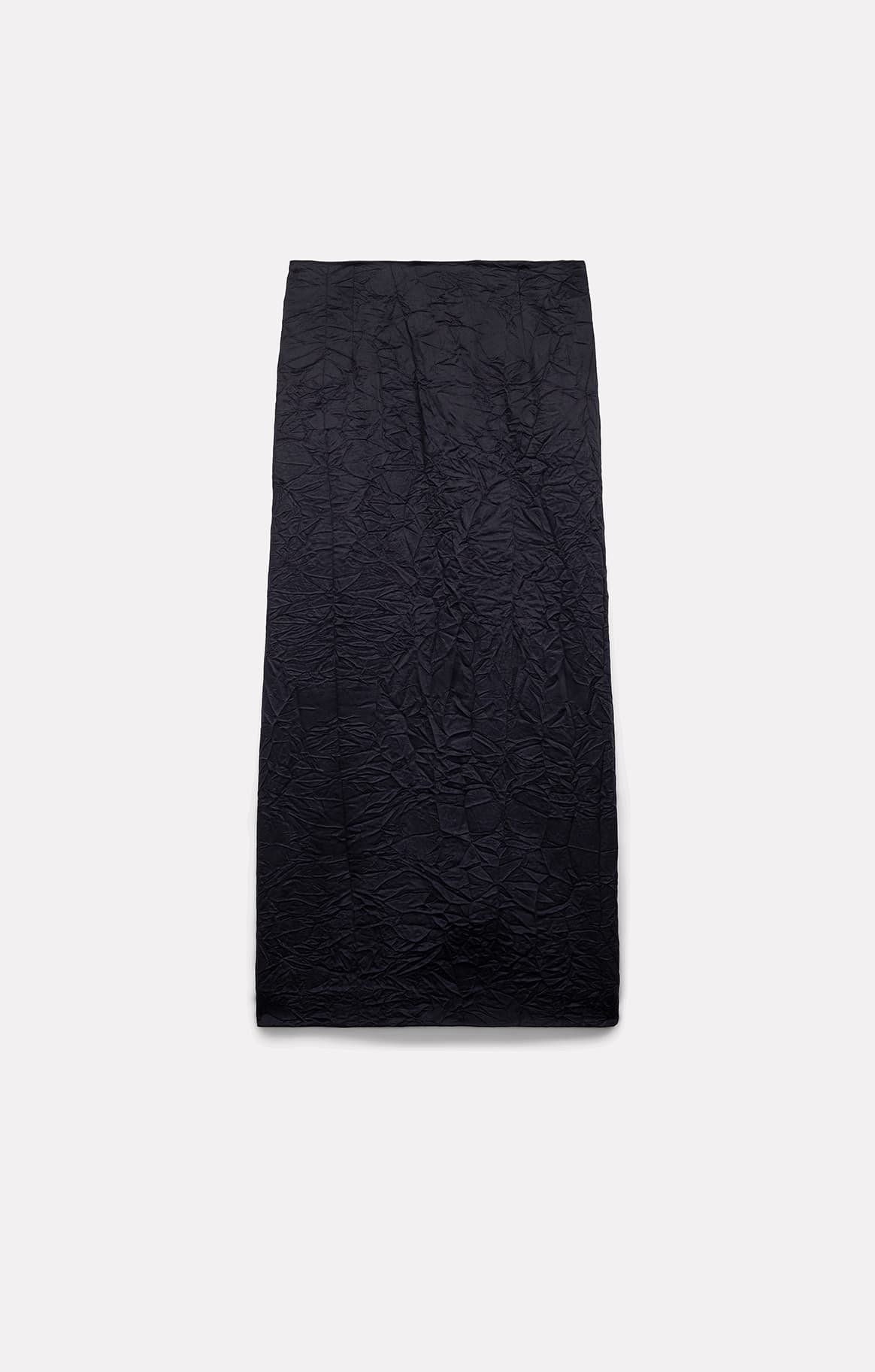 JUPE MIDI MARTHA EN SATIN FROISSÉ NAVY