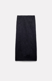 JUPE MIDI MARTHA EN SATIN FROISSÉ NAVY