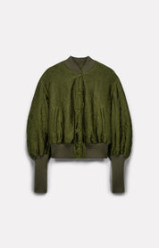 BLOUSON COURT PUZZLE EN SATIN FROISSÉ ARMY