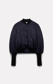 BLOUSON COURT PUZZLE EN SATIN FROISSÉ NAVY