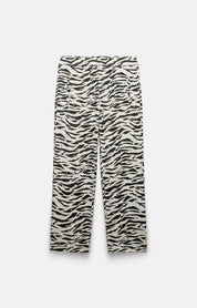 BABE ZEBRA COTTON PIQUÉ TROUSERS