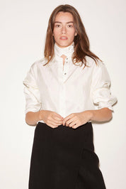 CHEMISE ALLY EN SATIN D'ACÉTATE IVOIRE - ROSEANNA