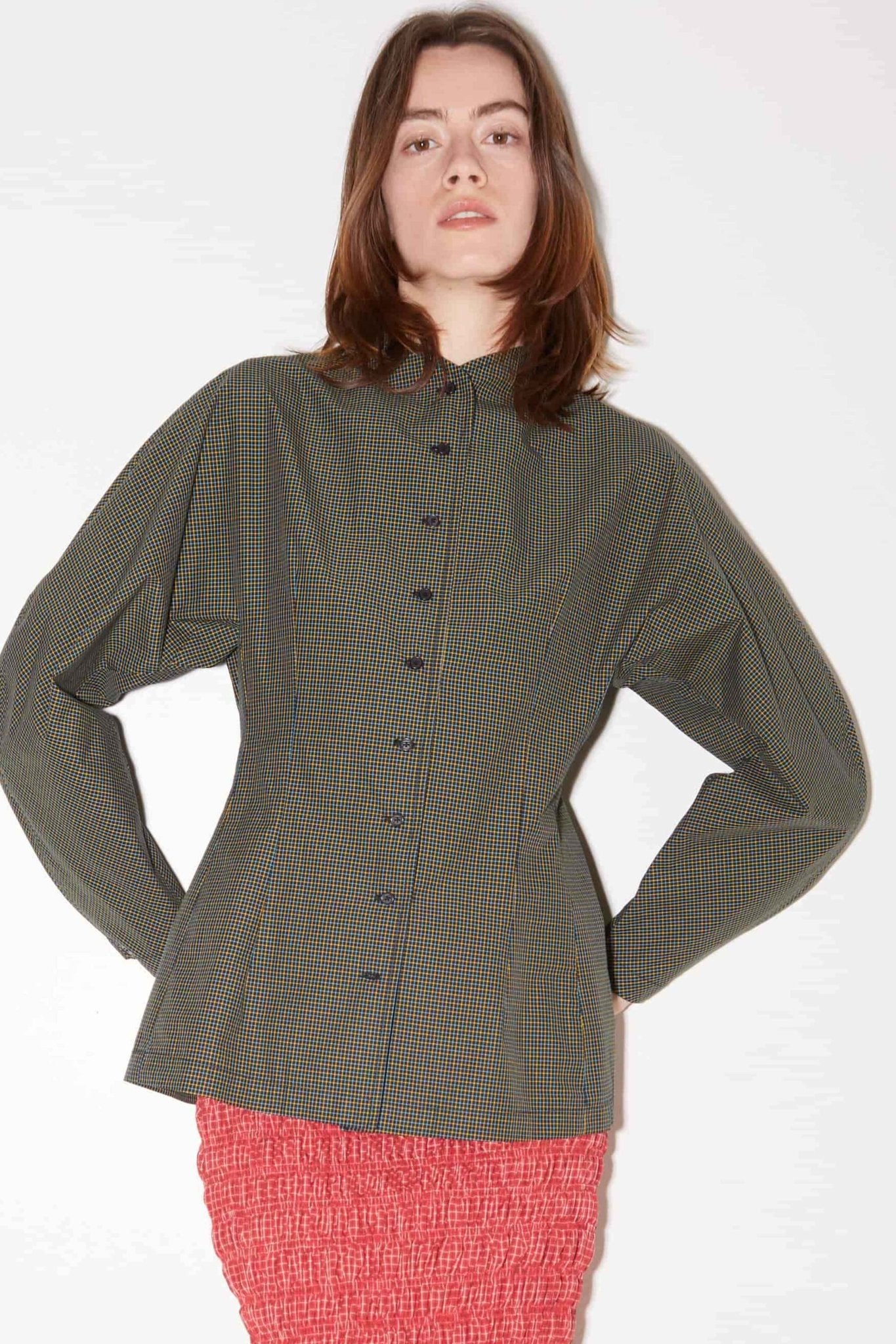 CHEMISE CINTRÉE CHARLENE EN COTON CHARBON - ROSEANNA