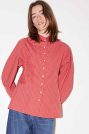 CHEMISE CINTRÉE CHARLENE EN COTON ROUGE - ROSEANNA