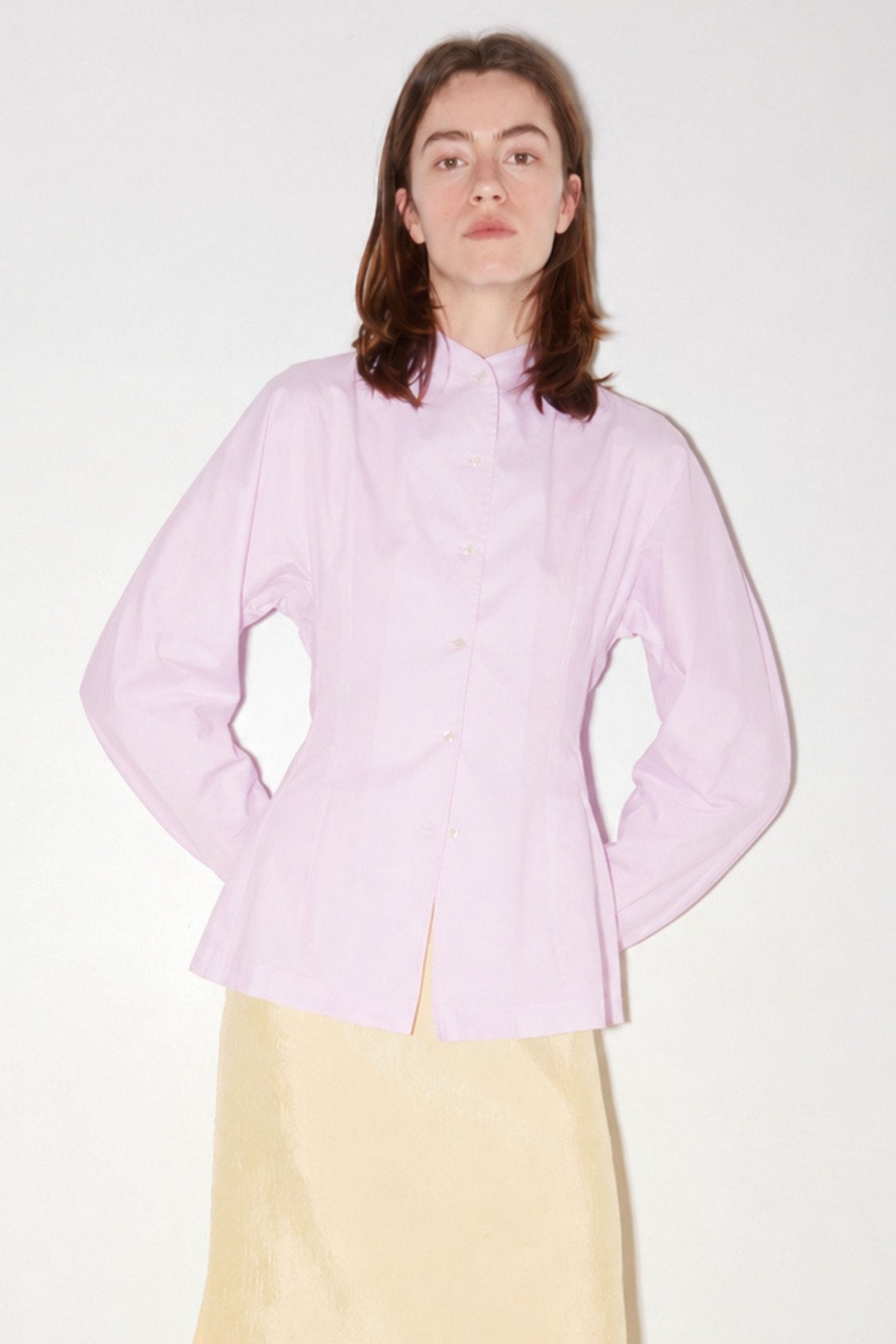 CHEMISE CINTRÉE CHARLENE EN POPELINE ROSE - ROSEANNA