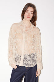 CHEMISE TISH EN DENTELLE CRAIE - ROSEANNA
