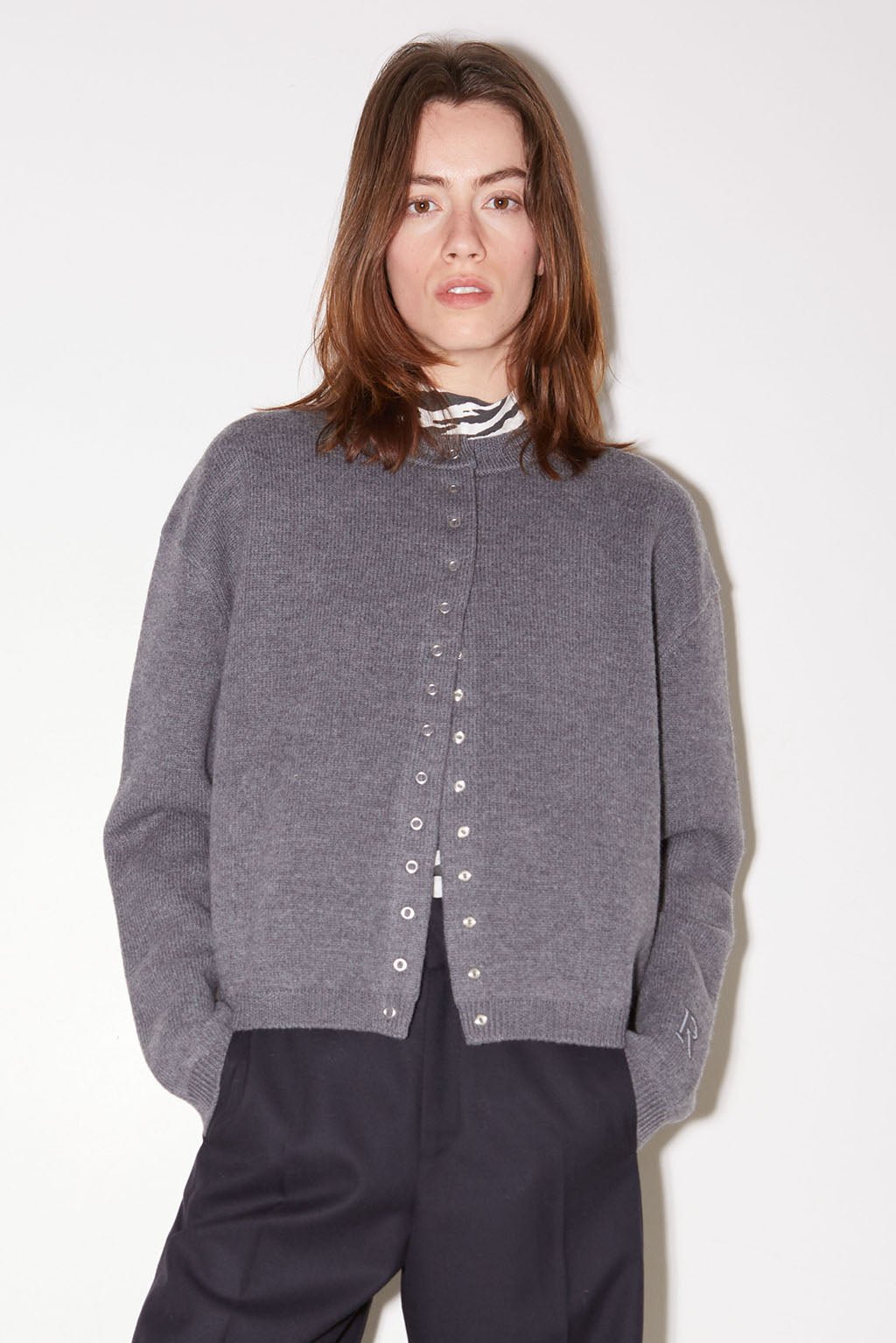 GILET TINOS EN LAINE MÉRINOS SMOKE - ROSEANNA