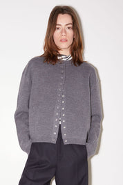 GILET TINOS EN LAINE MÉRINOS SMOKE - ROSEANNA