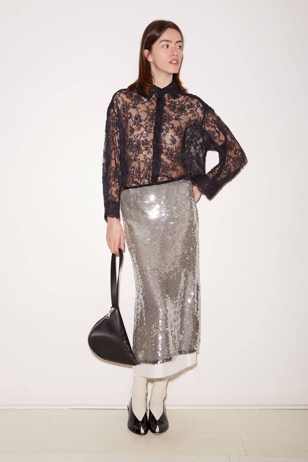 JUPE À SEQUINS ROSE SILVER - ROSEANNA