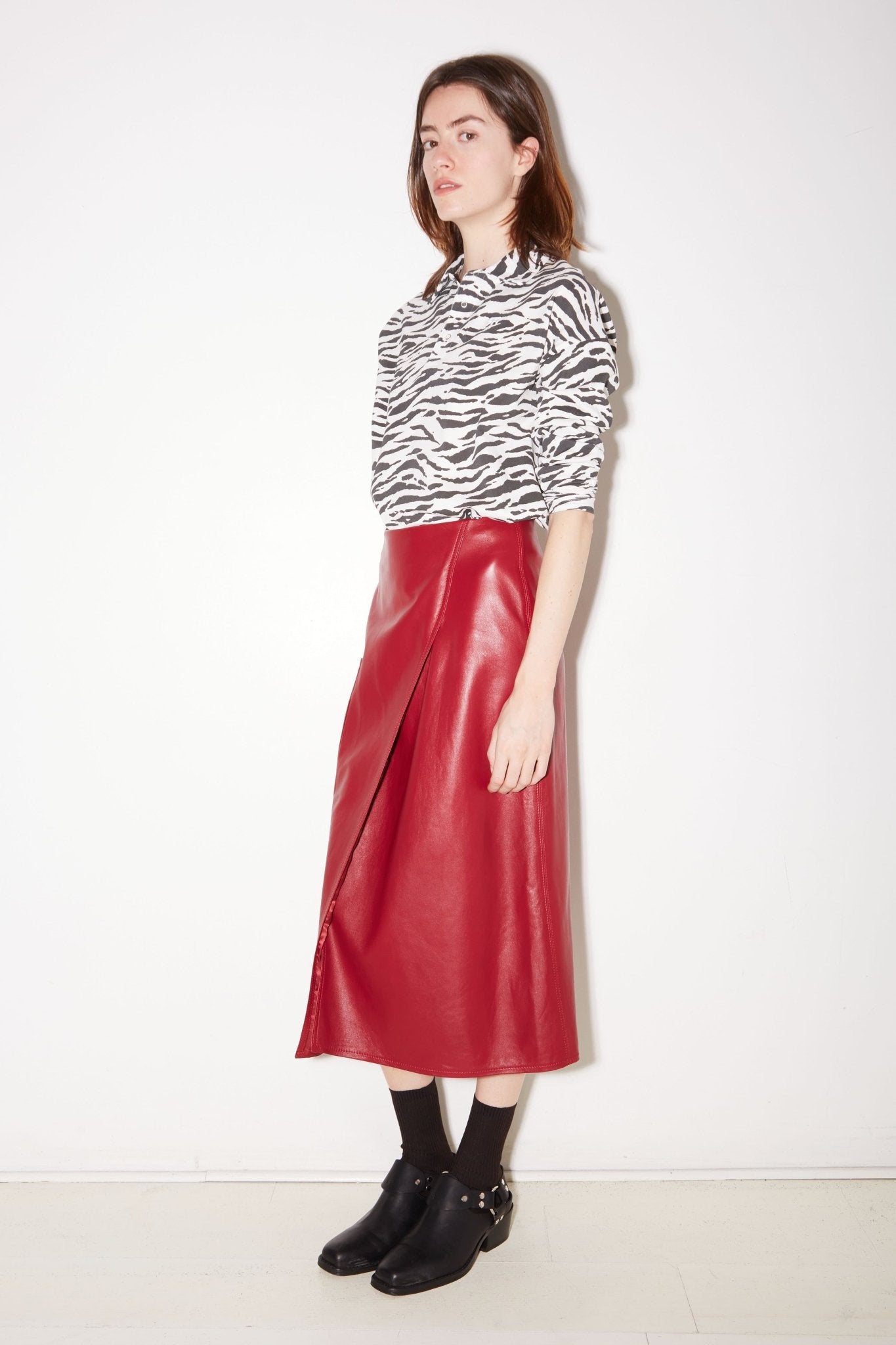 JUPE MARTIN EN CUIR LIPSTICK - ROSEANNA