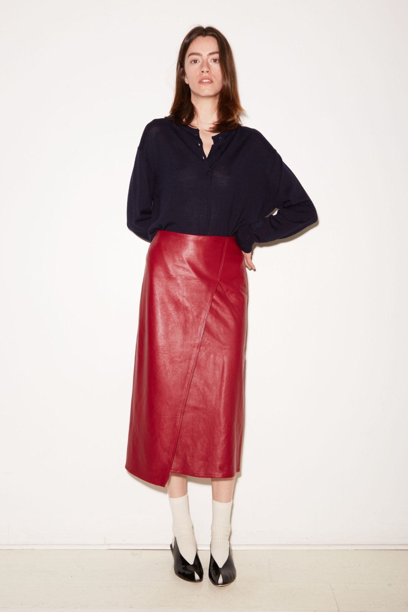 JUPE MARTIN EN CUIR LIPSTICK - ROSEANNA