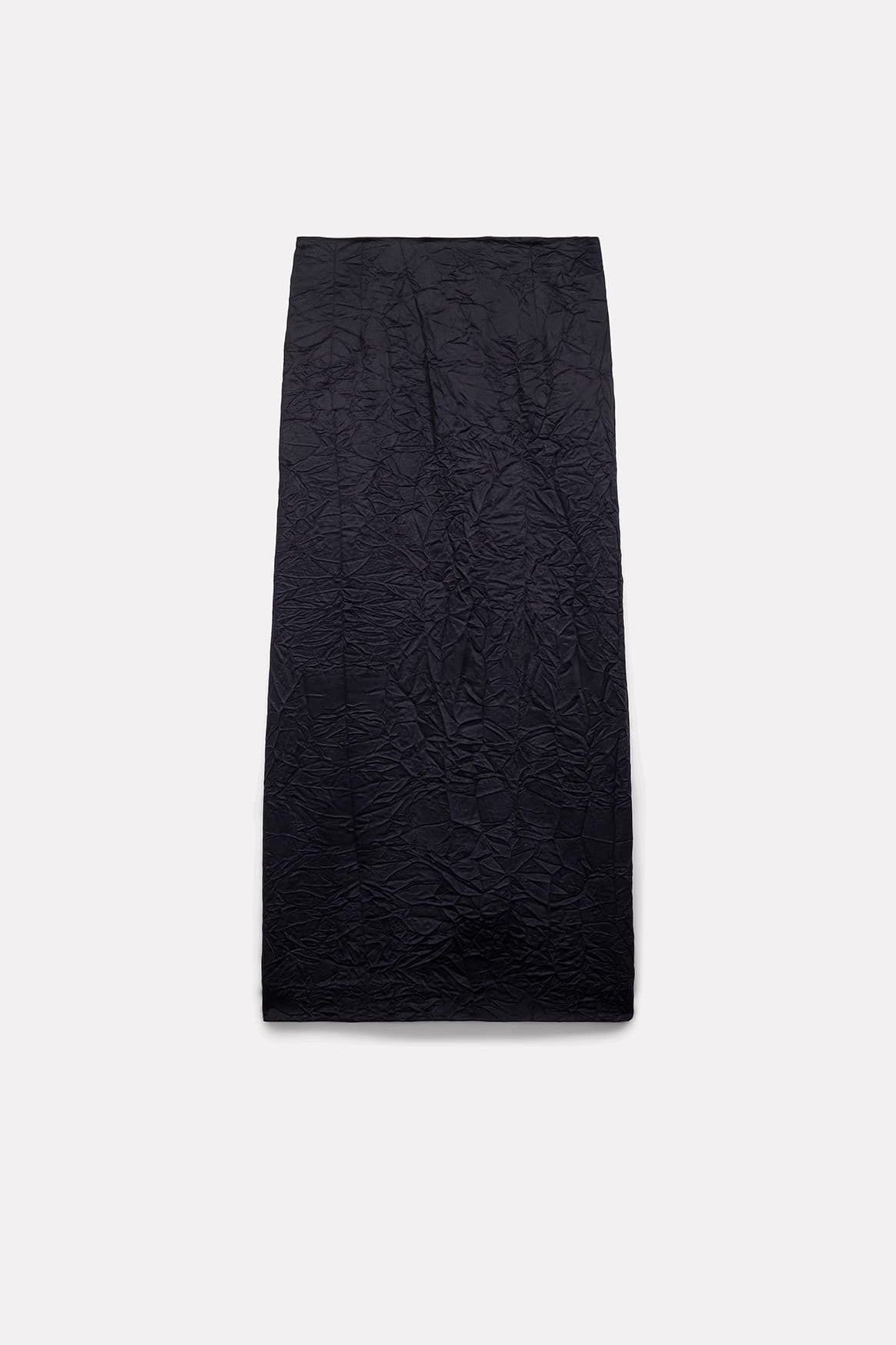 JUPE MIDI MARTHA EN SATIN FROISSÉ NAVY - ROSEANNA