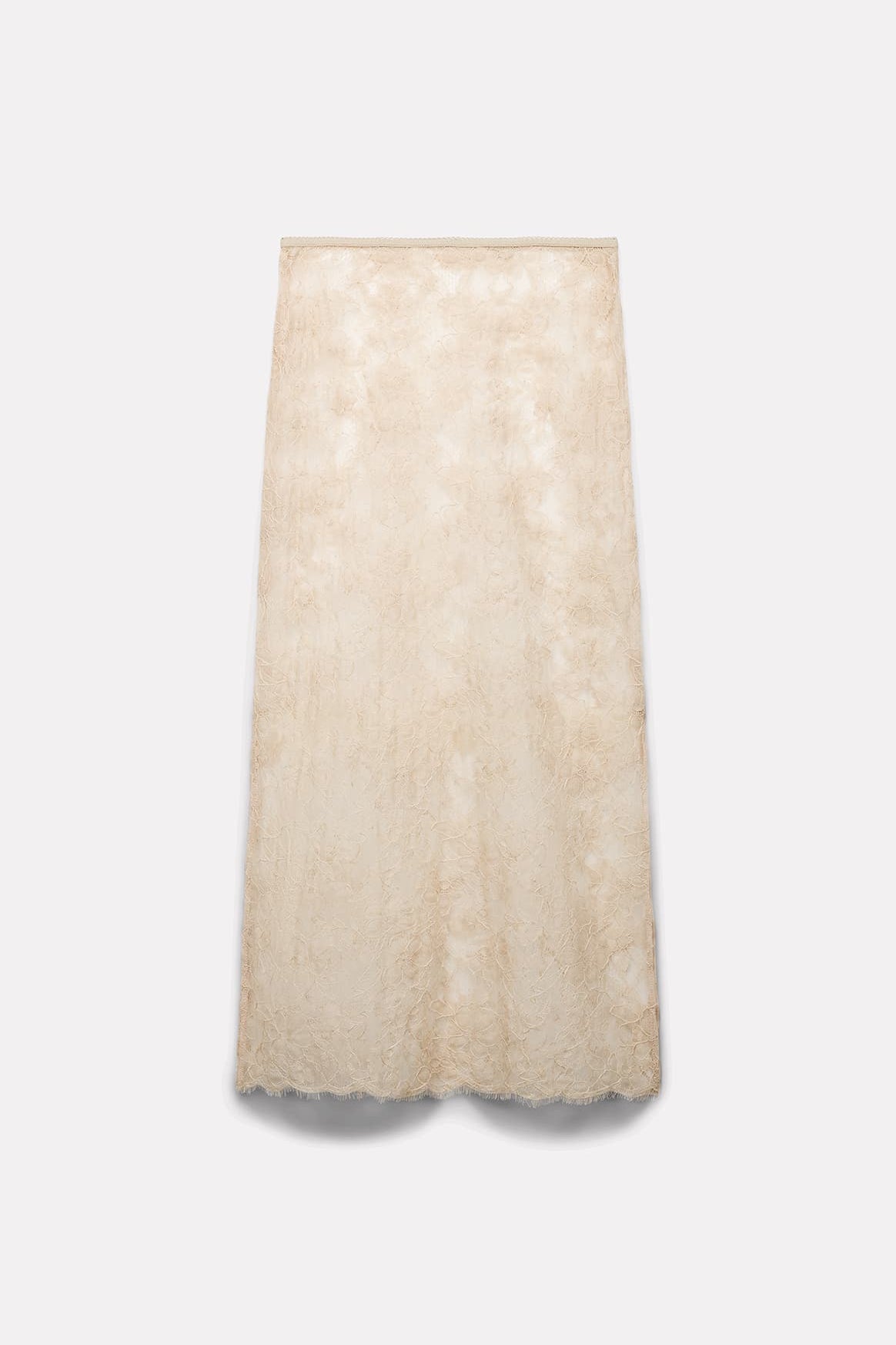 JUPE MIDI ROSE EN DENTELLE CRAIE - ROSEANNA