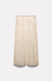 JUPE MIDI ROSE EN DENTELLE CRAIE - ROSEANNA