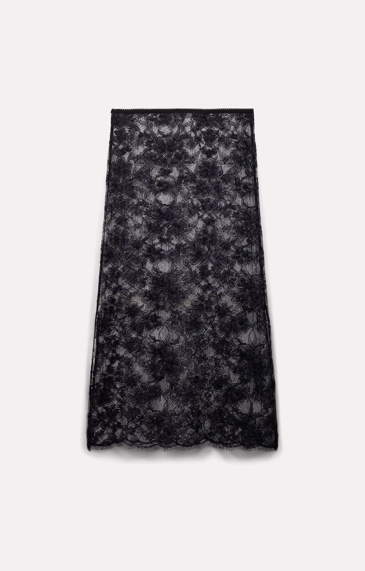 JUPE MIDI ROSE EN DENTELLE NAVY - ROSEANNA