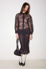 JUPE SMOCKEE IDA EN DENTELLE NAVY - ROSEANNA