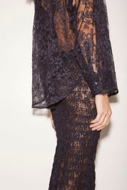 JUPE SMOCKEE IDA EN DENTELLE NAVY - ROSEANNA