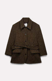 MANTEAU COURT LENY EN LAINE COOKIE - ROSEANNA