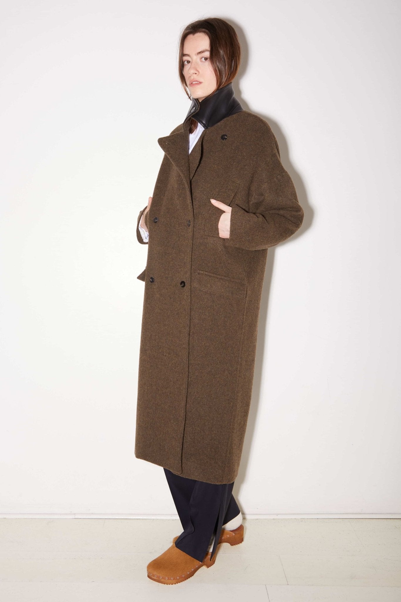 MANTEAU LONG DUNDEE EN LAINE COOKIE - ROSEANNA