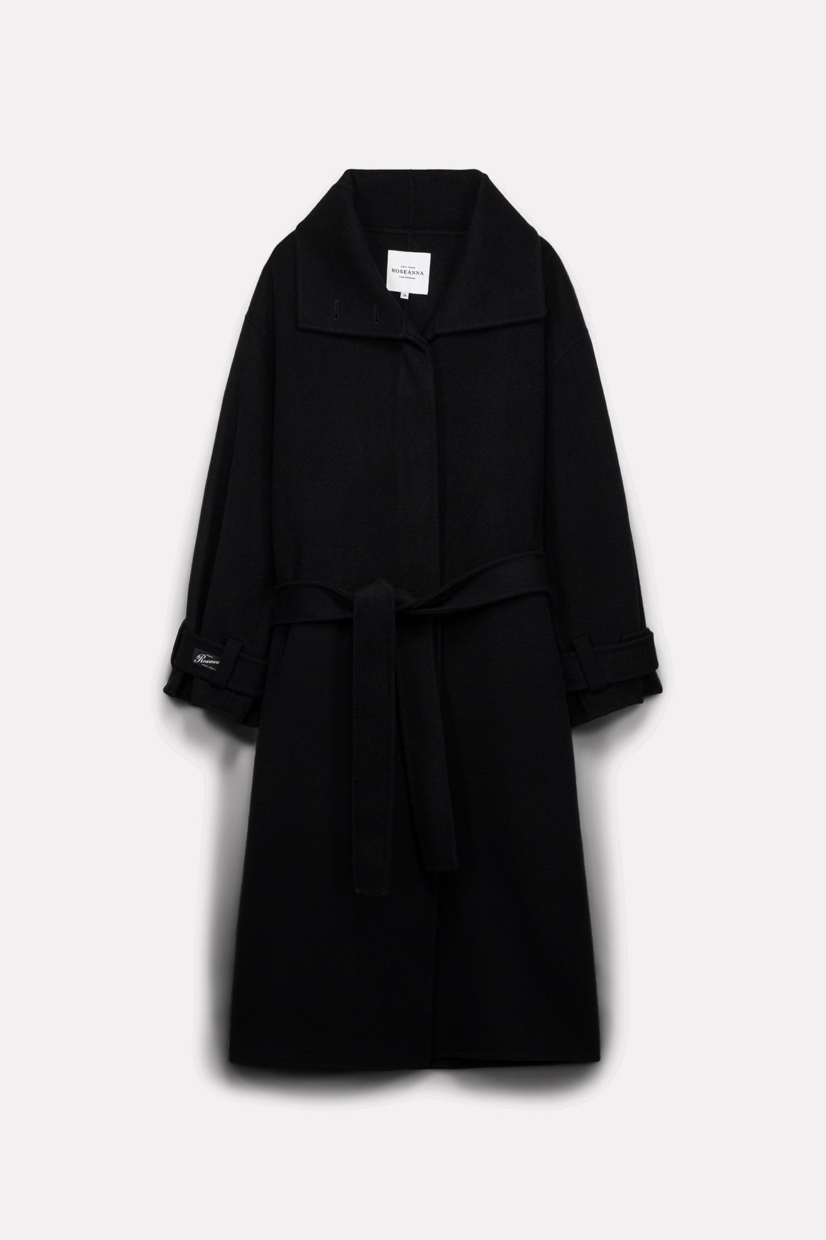 MANTEAU LONG SWAN EN LAINE NOIR - ROSEANNA