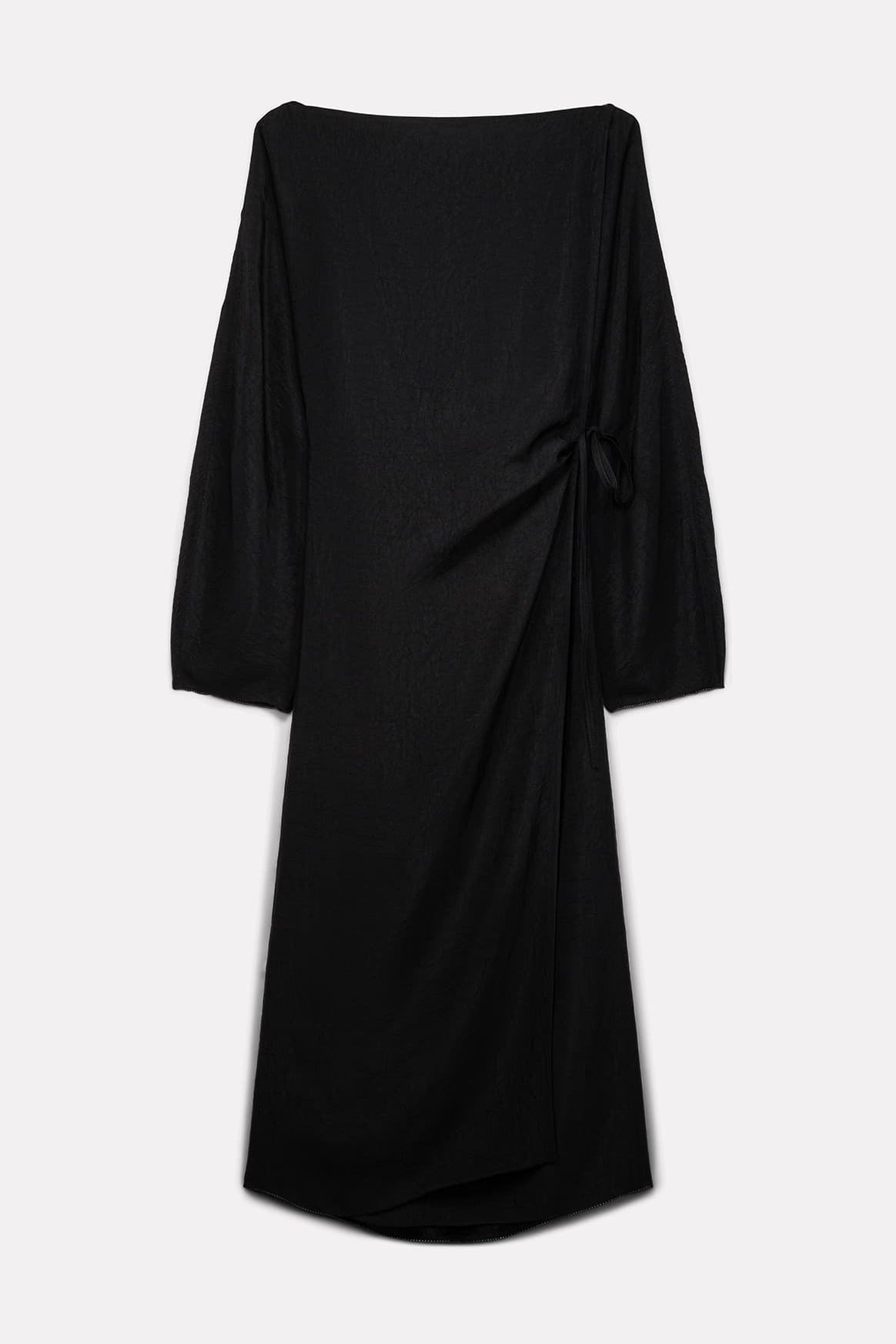 ROBE PORTEFEUILLE TAYLOR EN SATIN D'ACÉTATE CHARBON - ROSEANNA