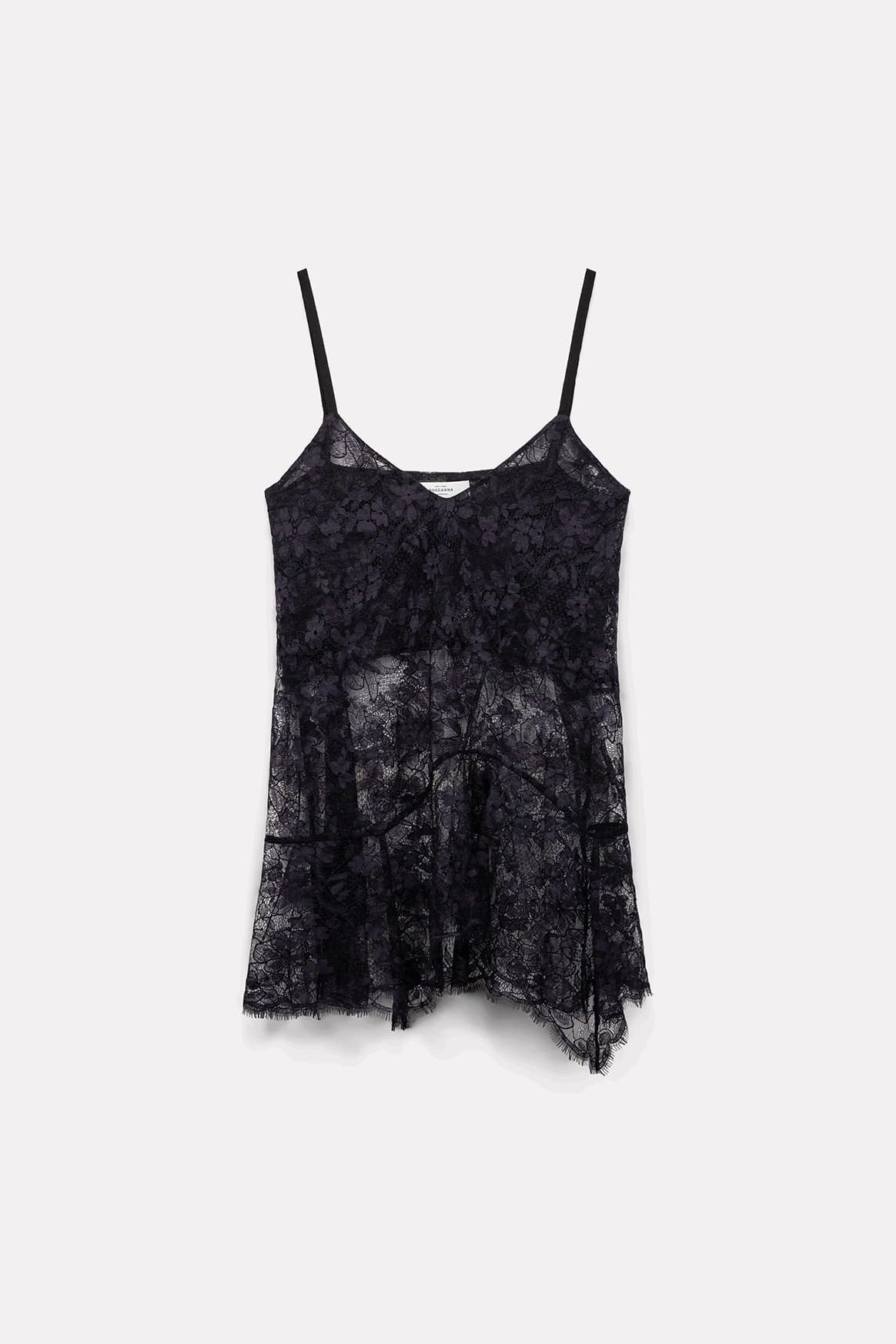 TOP À BRETELLES LATTE EN DENTELLE NAVY - ROSEANNA