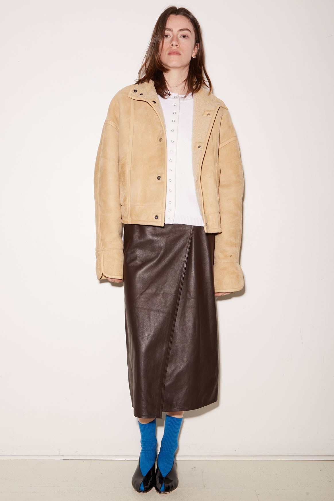 peau lainee iria shearling - cuir beige - ROSEANNA