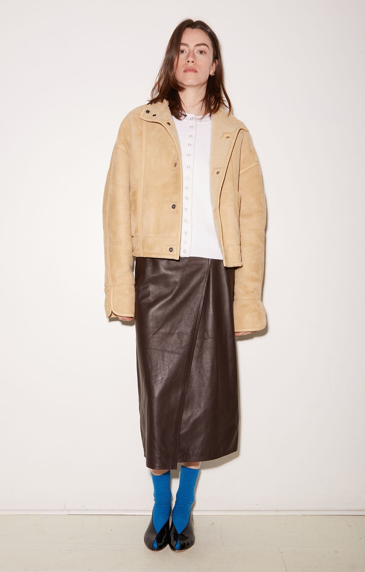 peau lainee iria shearling - cuir beige - ROSEANNA
