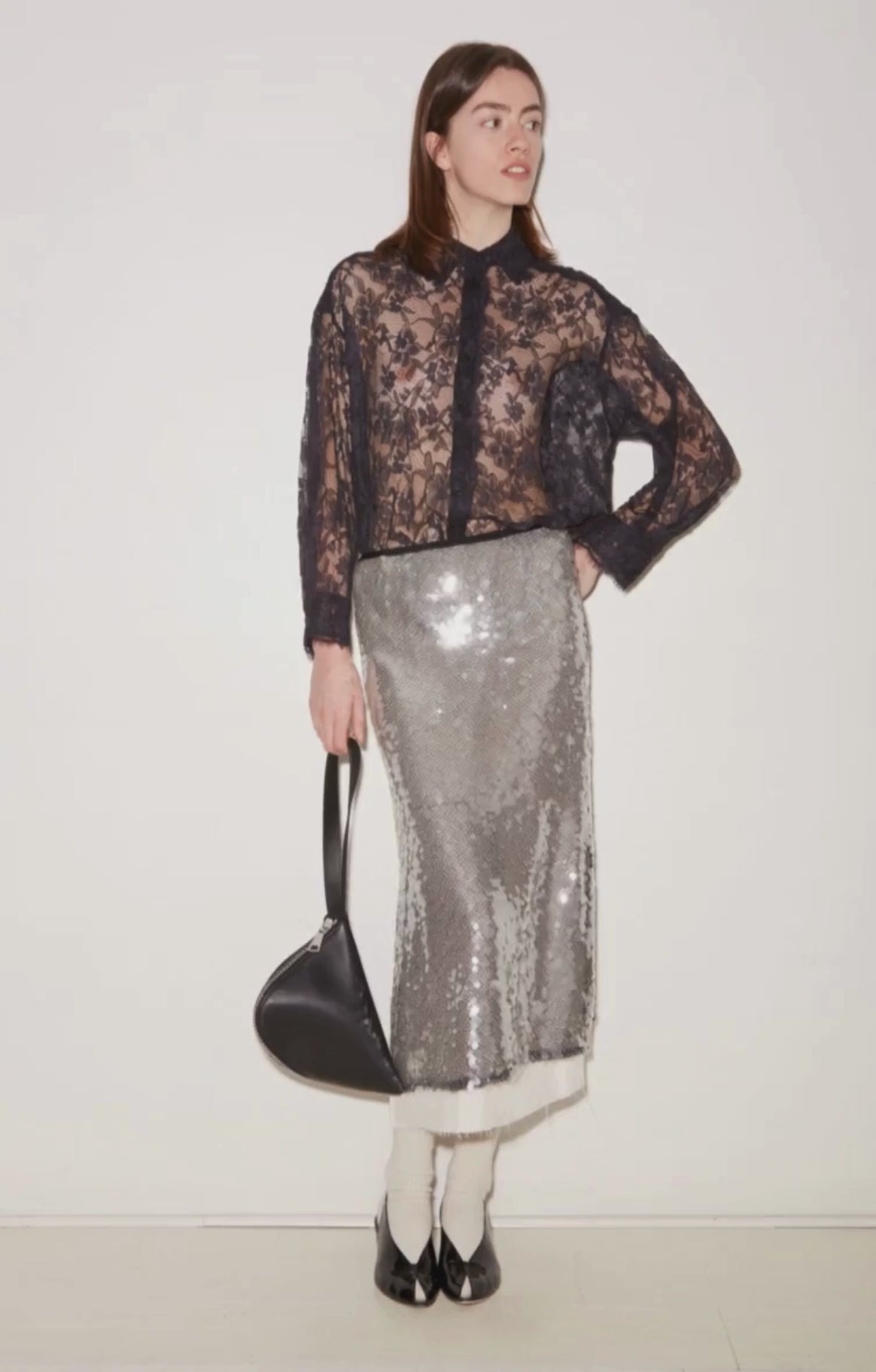 PINK SILVER SEQUIN SKIRT