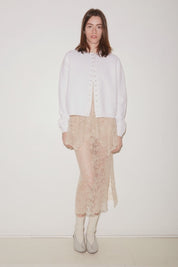 JUPE MIDI ROSE EN DENTELLE CRAIE