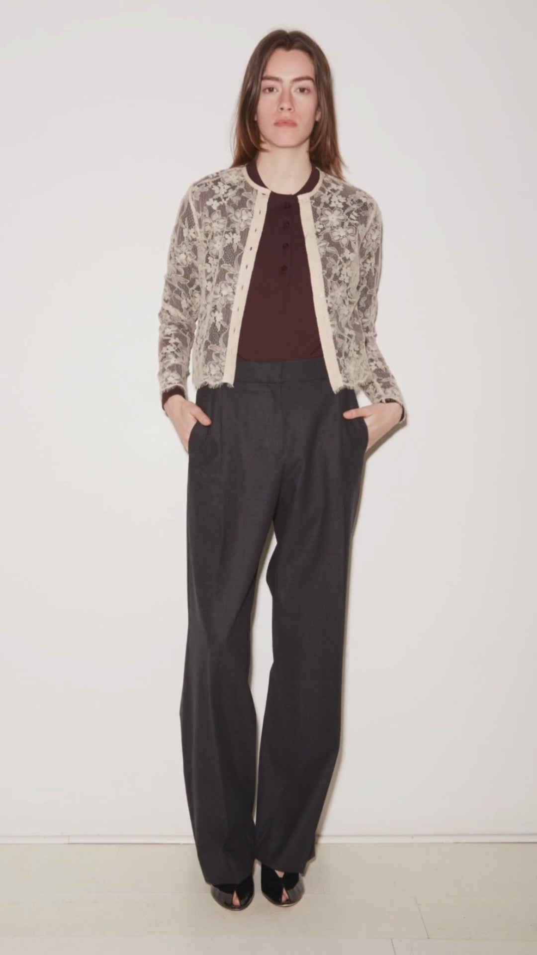 ANTHRACITE WOOL OSCAR TROUSERS