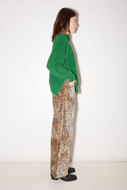 PULL COL MONTANT ZIP EN CÔTES PERLÉES VERT - ROSEANNA
