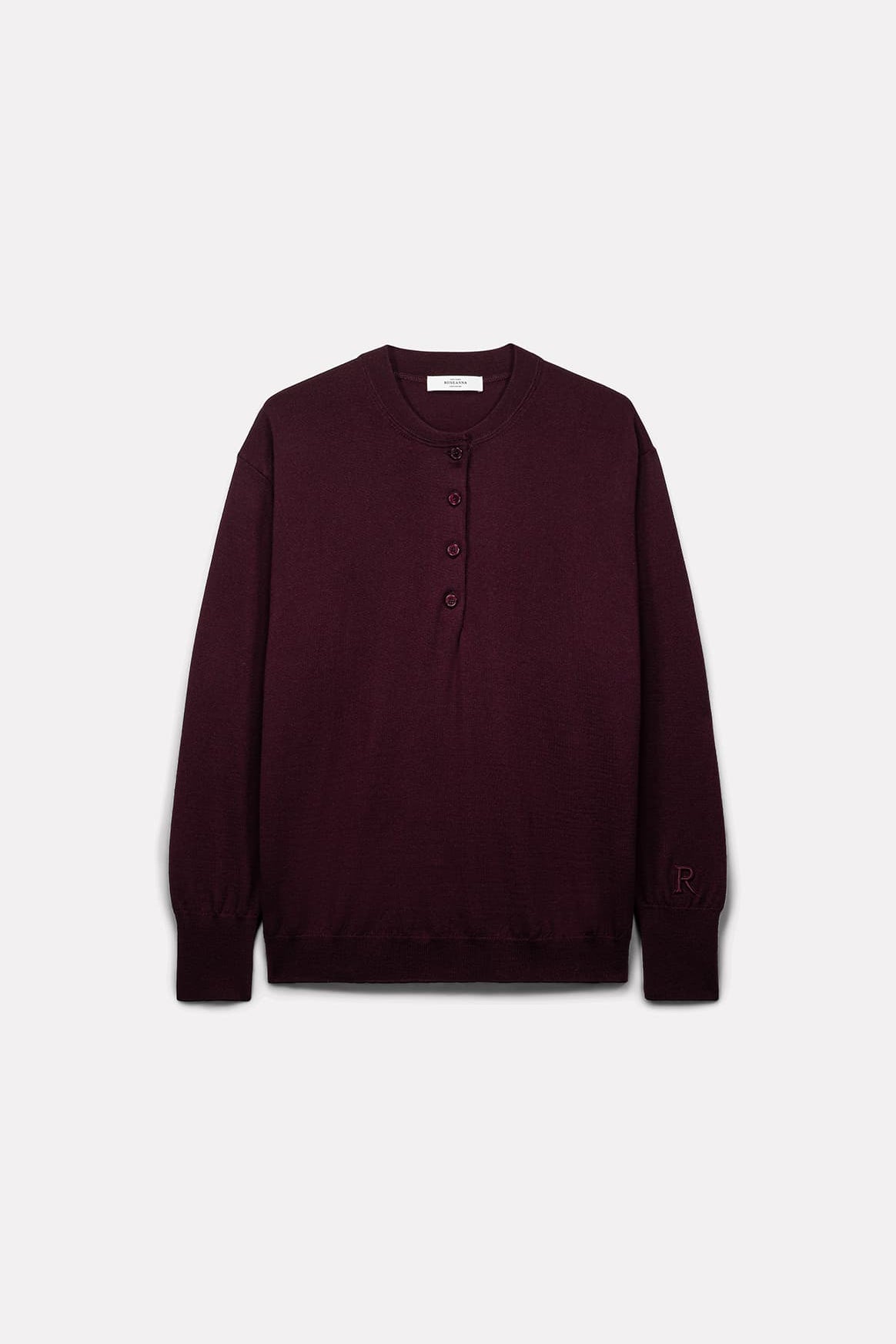 PULL POLO ELLA EN LAINE MÉRINOS BORDEAUX - ROSEANNA