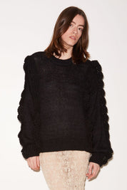 PULL TITI À VOLANTS CHARBON - ROSEANNA