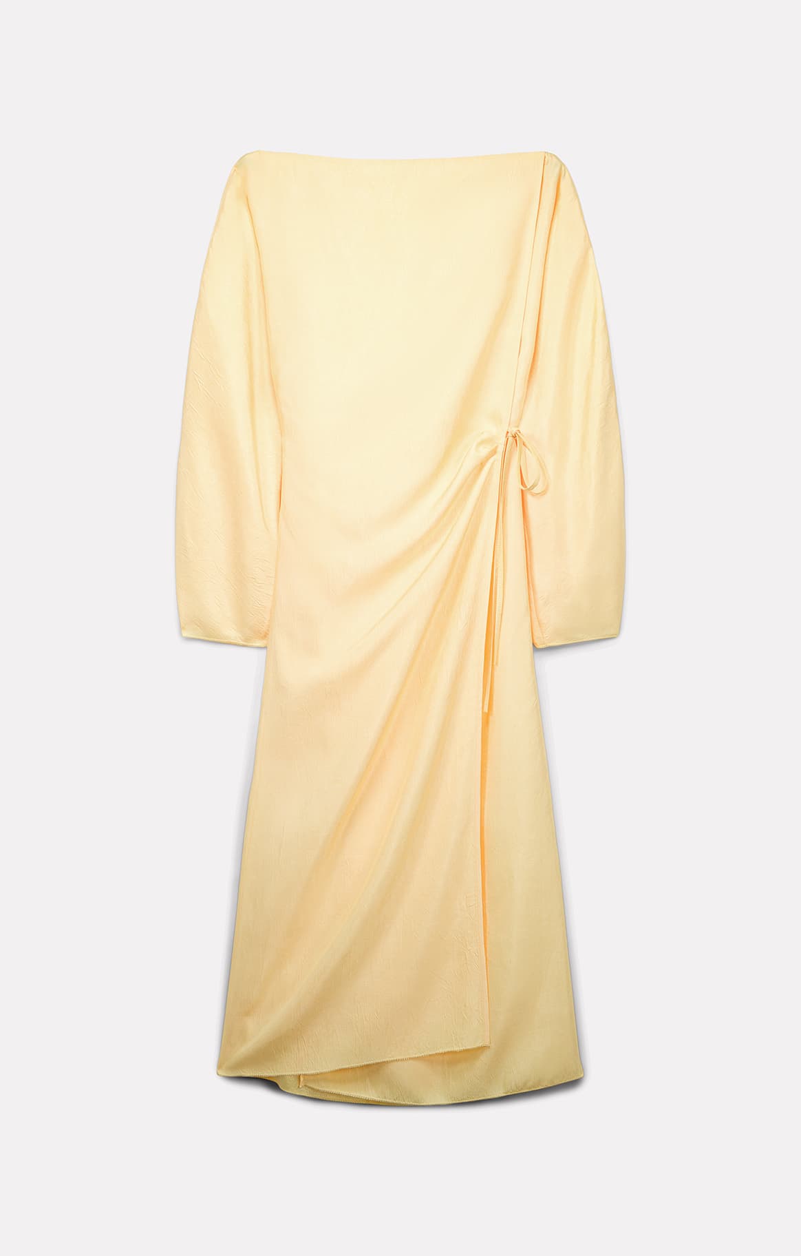 ROBE PORTEFEUILLE TAYLOR EN SATIN D'ACÉTATE JAUNE - ROSEANNA