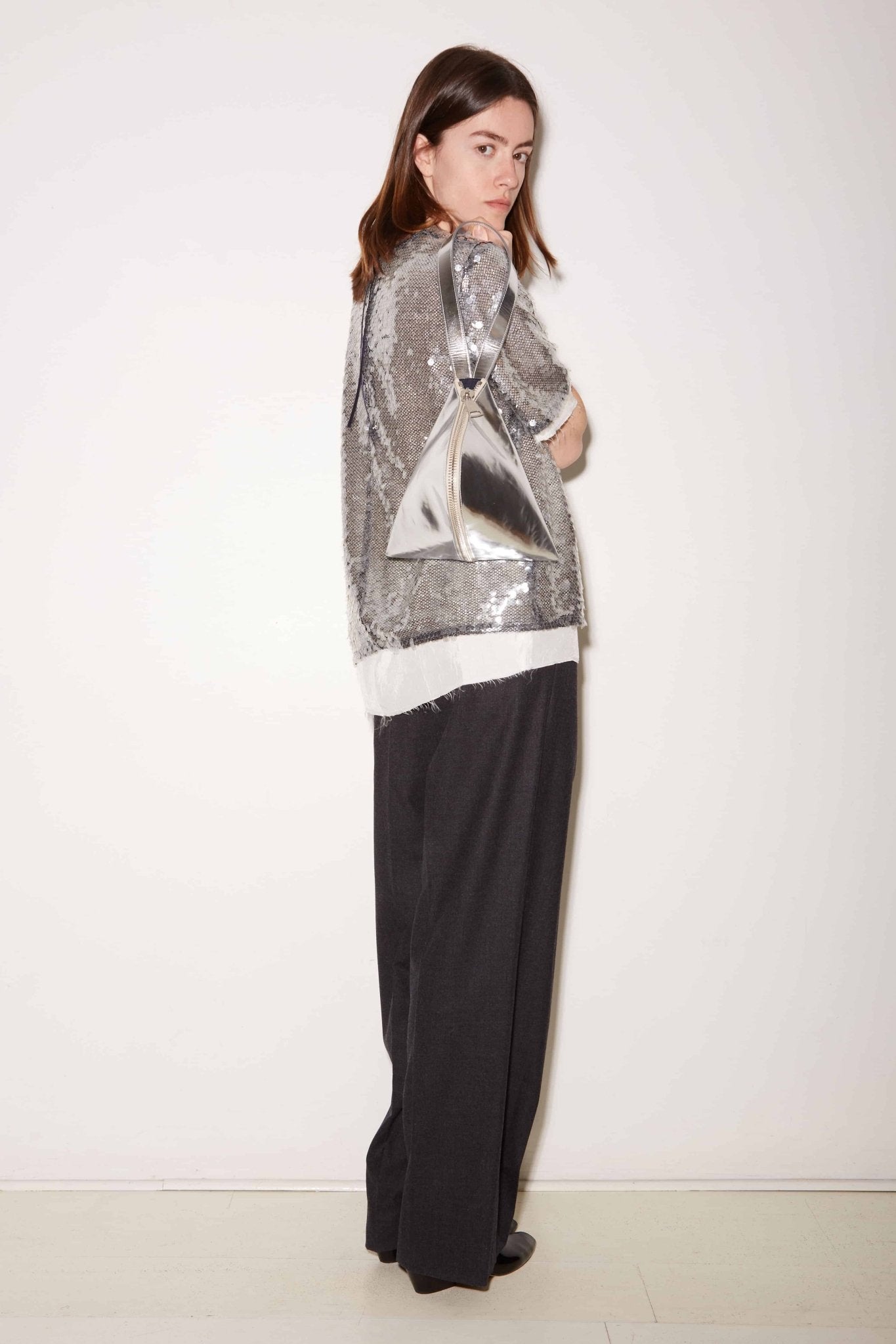 SAC FORTUNE COOKIE EN CUIR SILVER - ROSEANNA